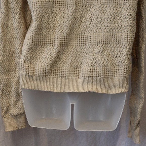 Banana Republic Full Zip Cream Textured Basket Weave Cardigan Sweater LG - Picture 10 of 11